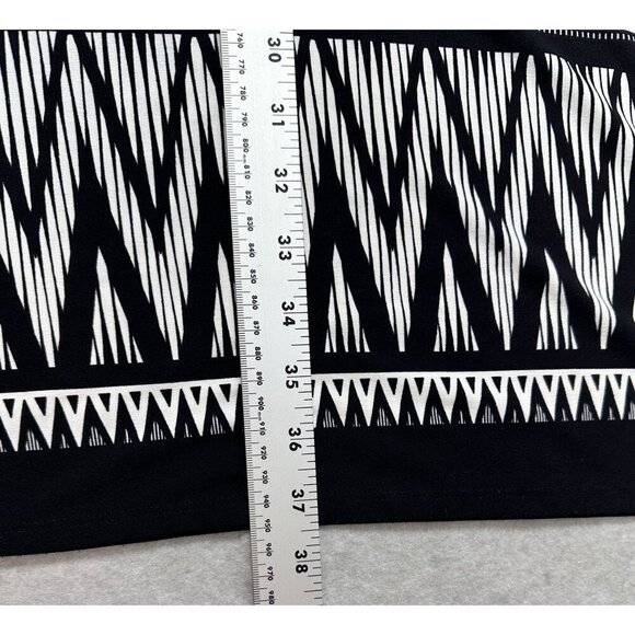 Chicos‎ Size 3 Womens Maxi Skirt Geometric Tribal Print Black & White Side Slit - Picture 8 of 16